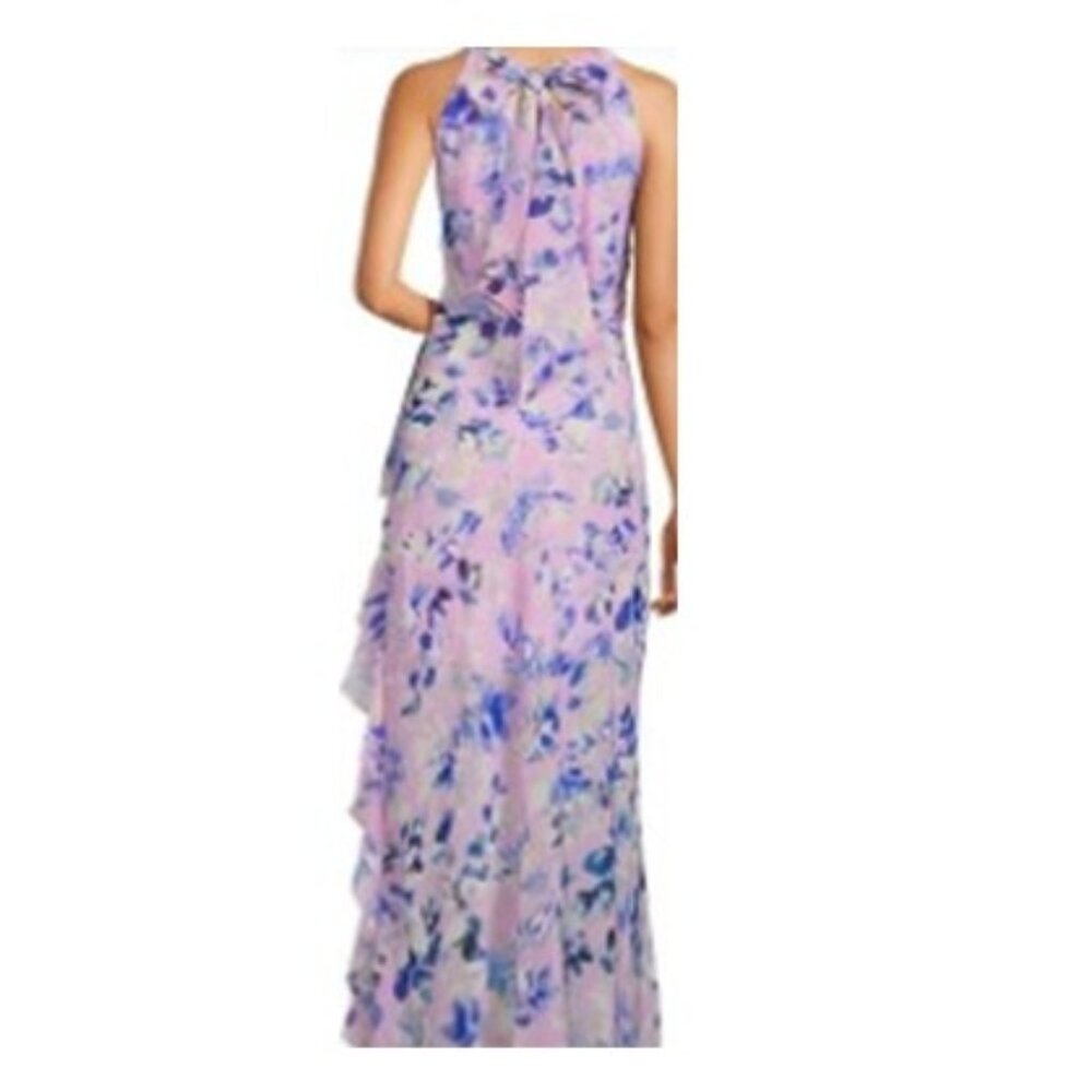 Eliza J Maxi Dress Floral Print Ruffle Halter Neck Sleeveless SZ12 *NEW W/TAGS* - Picture 2 of 14
